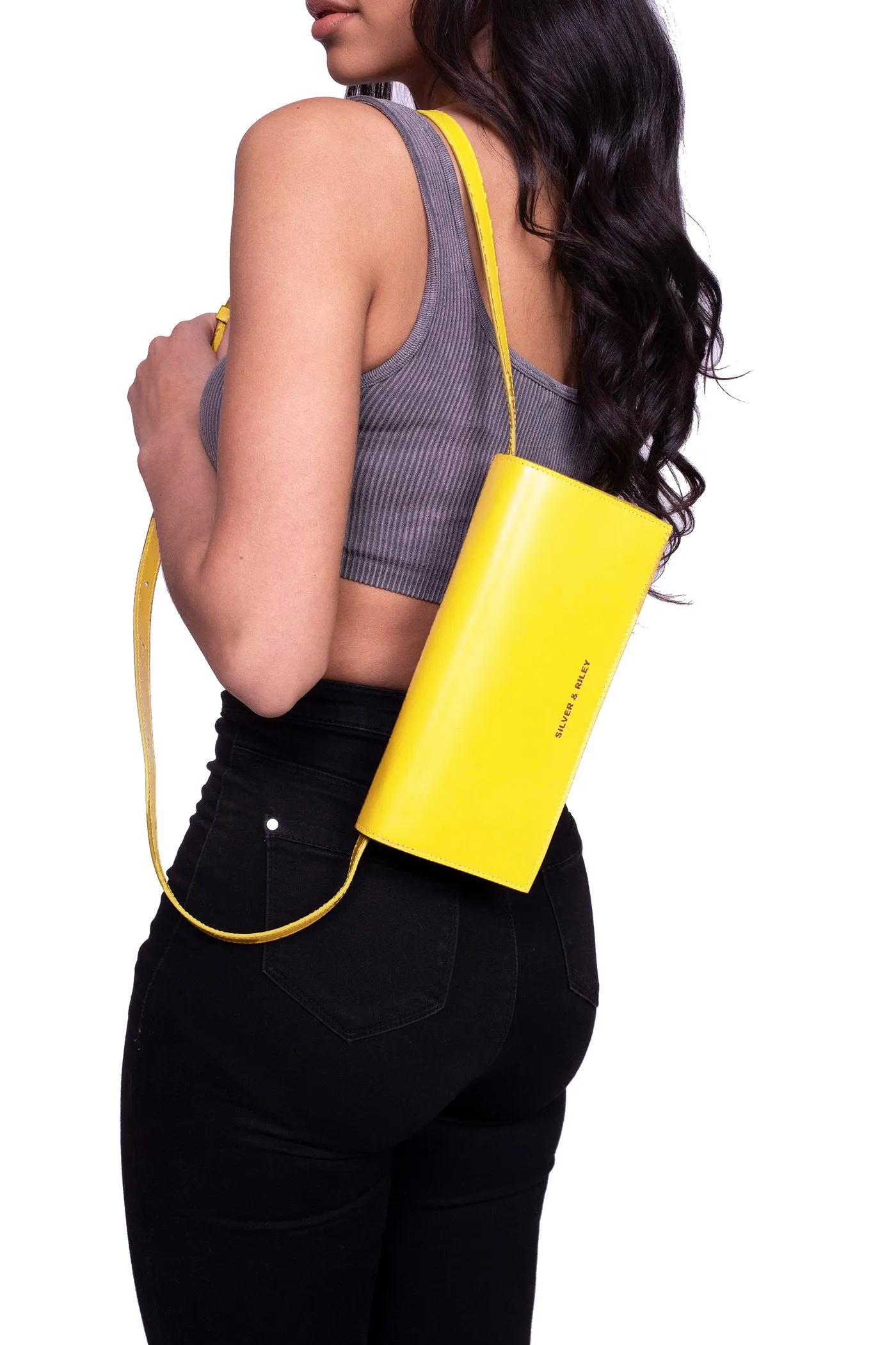 Durban Convertible Crossbody and Clutch Leather Bag in Bright Yellow