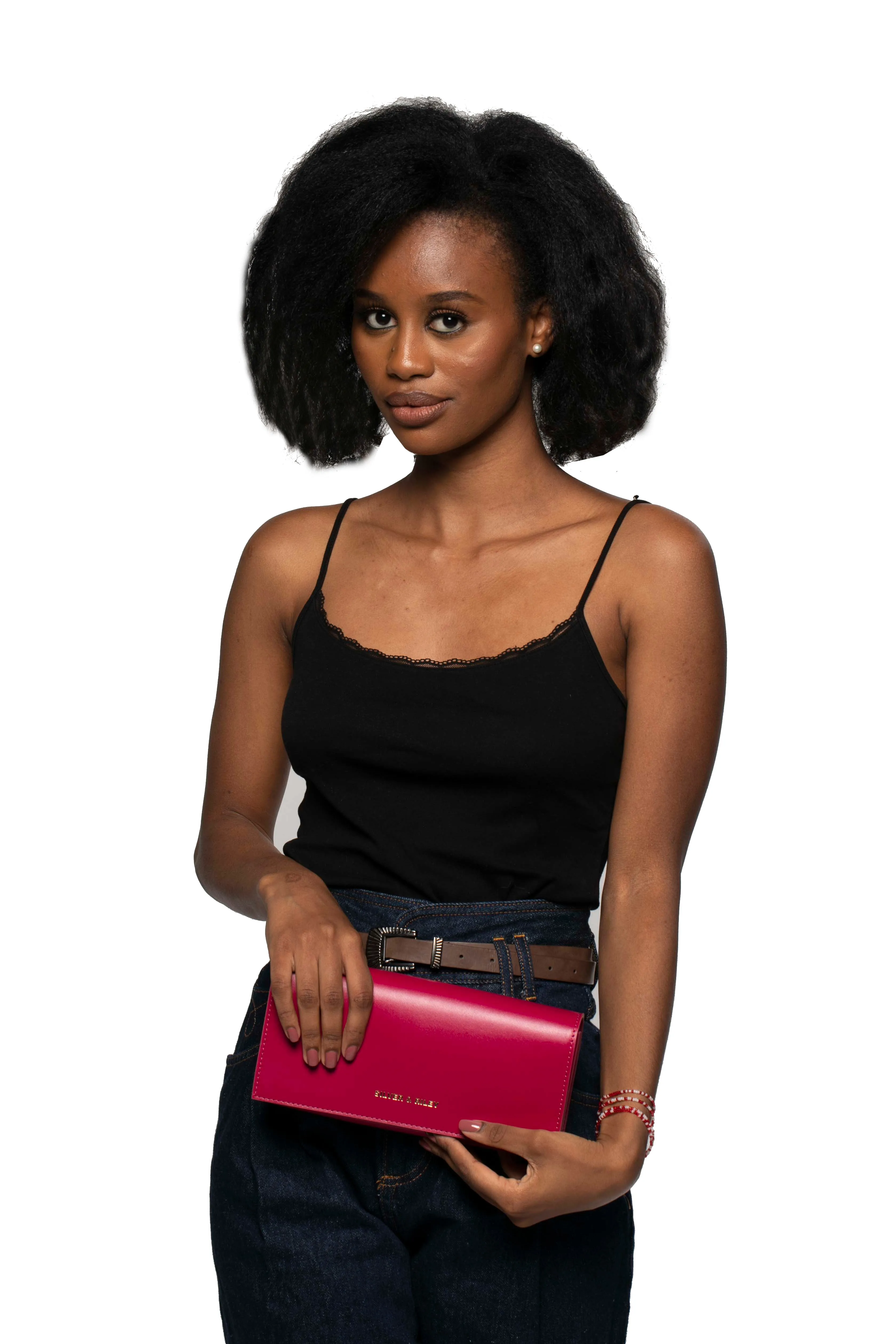 Durban Convertible Crossbody and Clutch Leather Bag in Fuchsia Pink