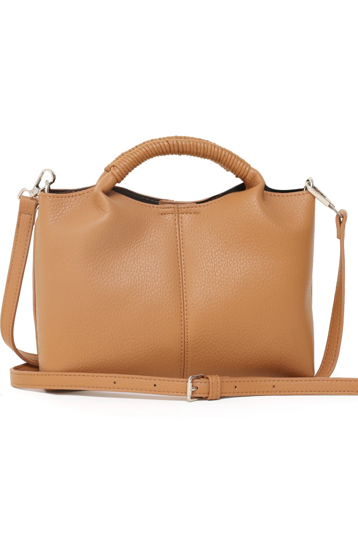 FAUX LEATHER BAG-BROWN