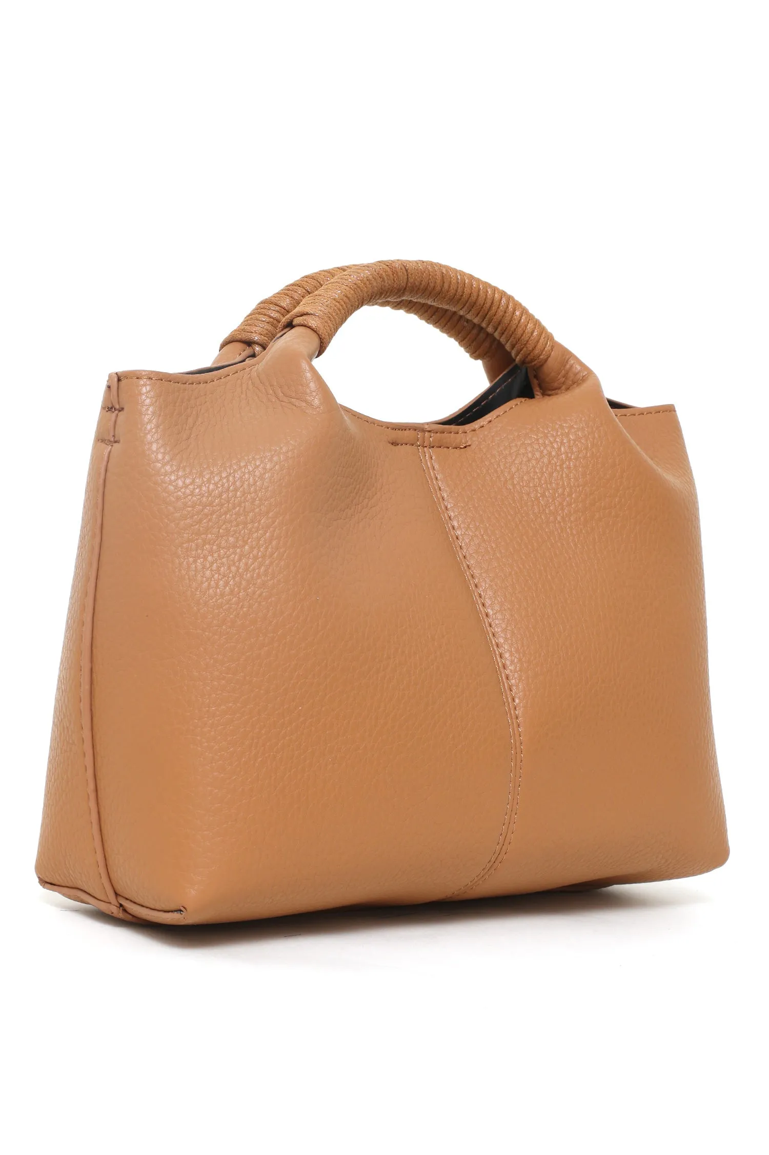 FAUX LEATHER BAG-BROWN