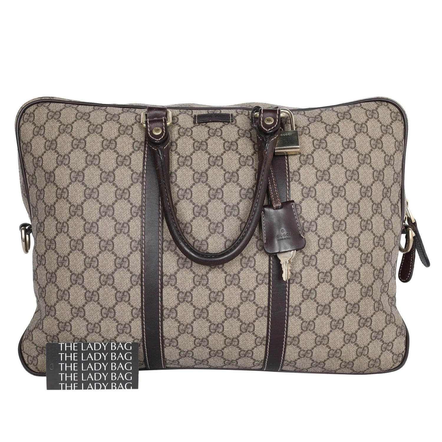 GG Canvas Monogram Briefcase Travel Bag (Authentic Pre-Owned)