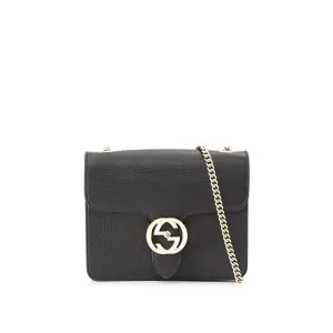 Gucci Interlocking G Shoulder Bag Black Leather