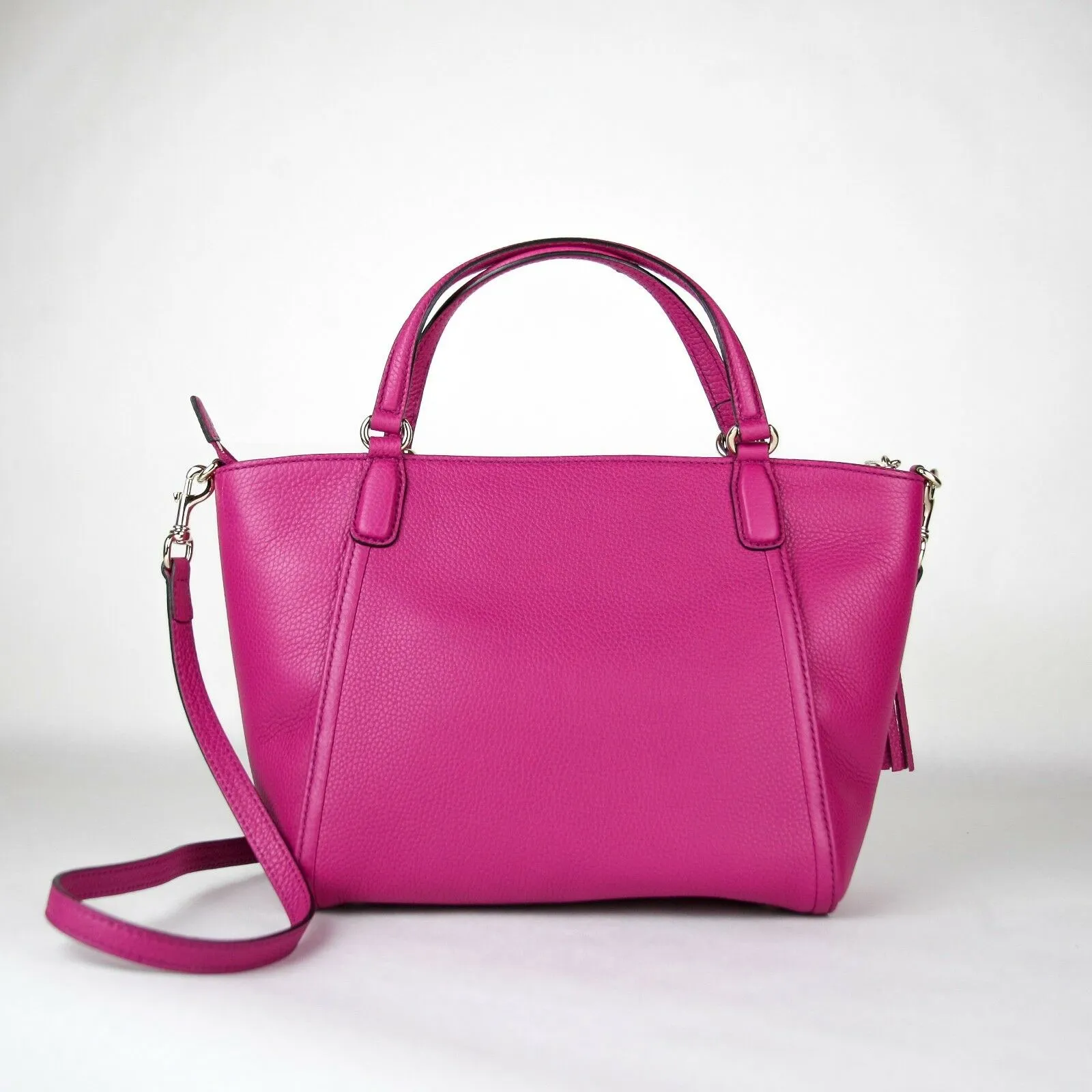 Gucci Pebbled Calfskin Small Soho Top Handle Bag Bright Bougainvillea