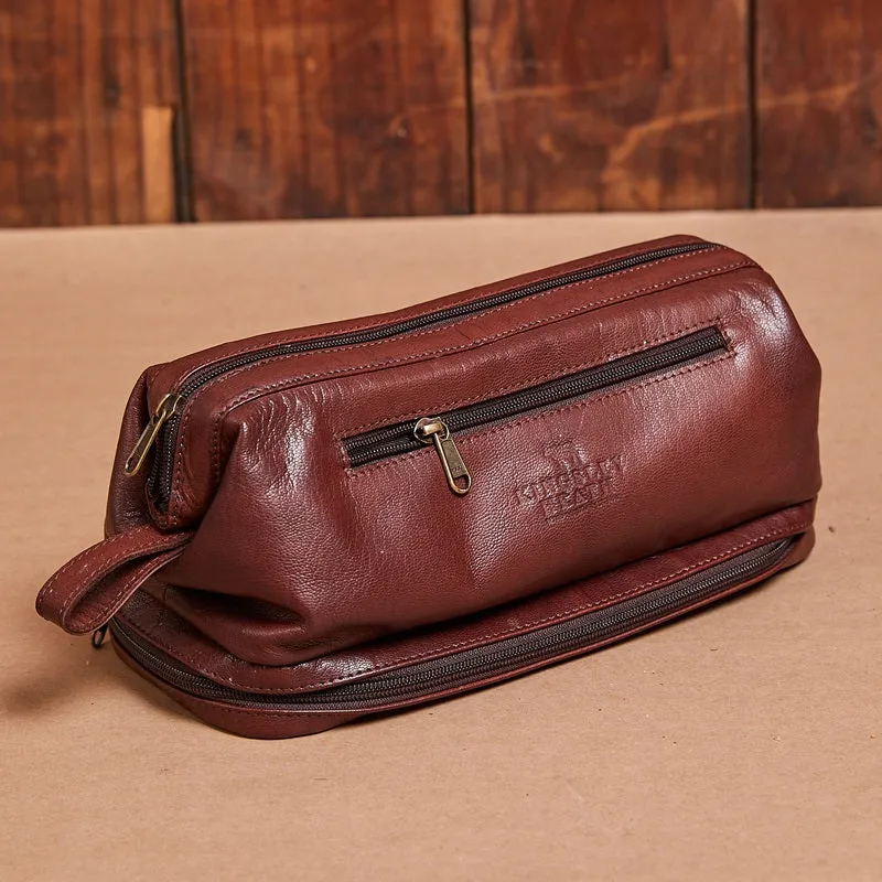 Kingsley Heath Zip Open Toiletry Bag Tan