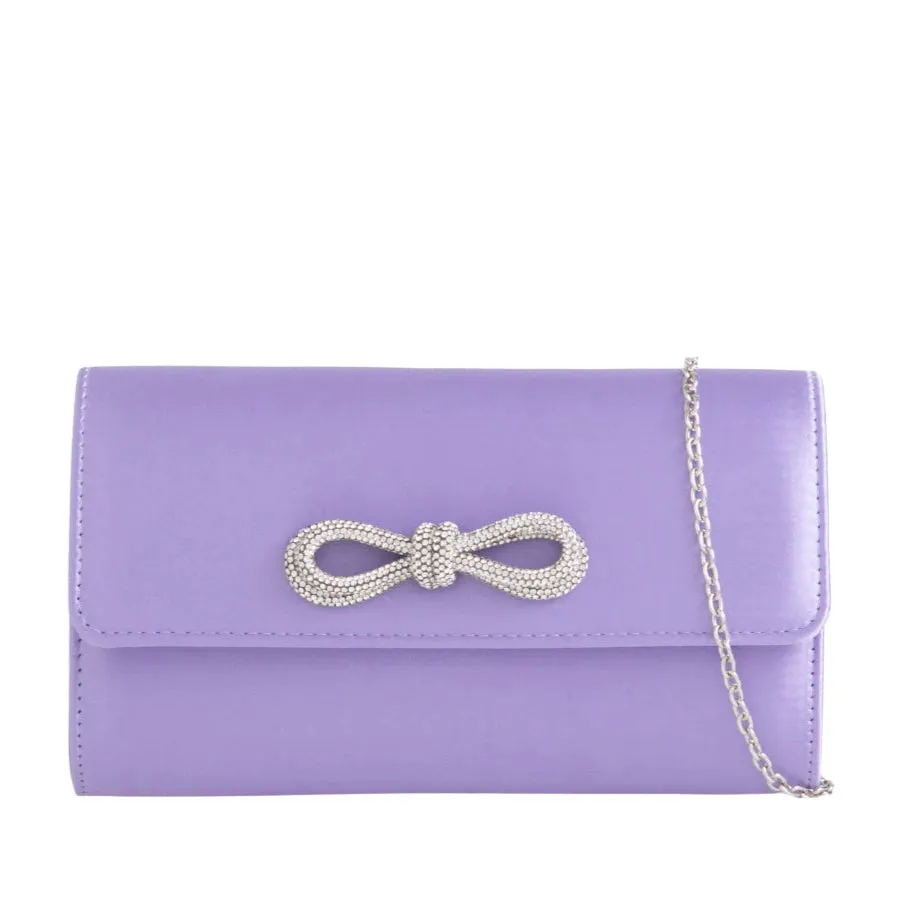 Koko Lilac Satin Bag with Diamante Bow