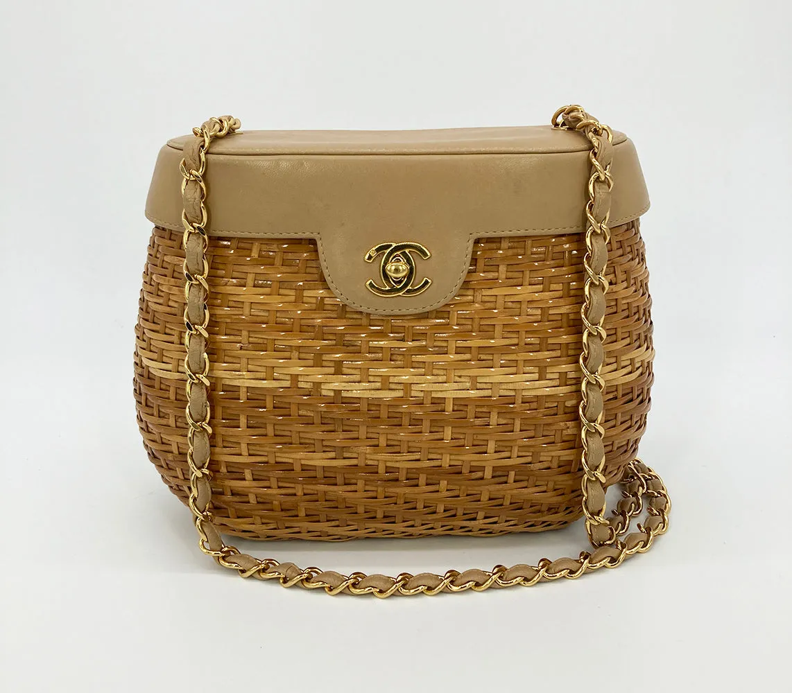 RARE VINTAGE Chanel Wicker Basket Bag