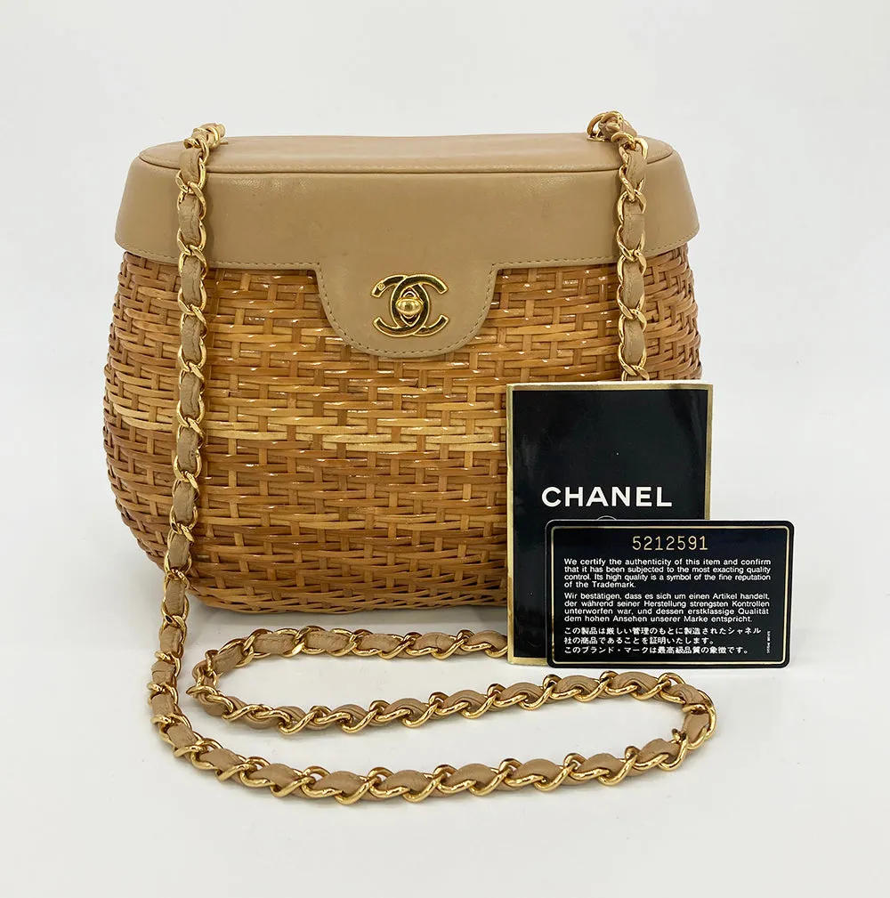 RARE VINTAGE Chanel Wicker Basket Bag