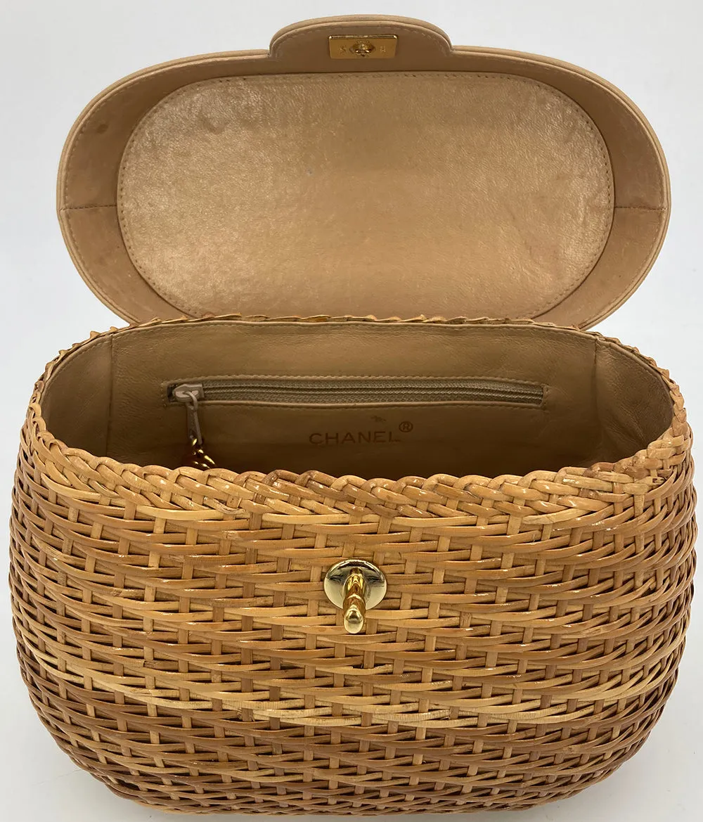 RARE VINTAGE Chanel Wicker Basket Bag