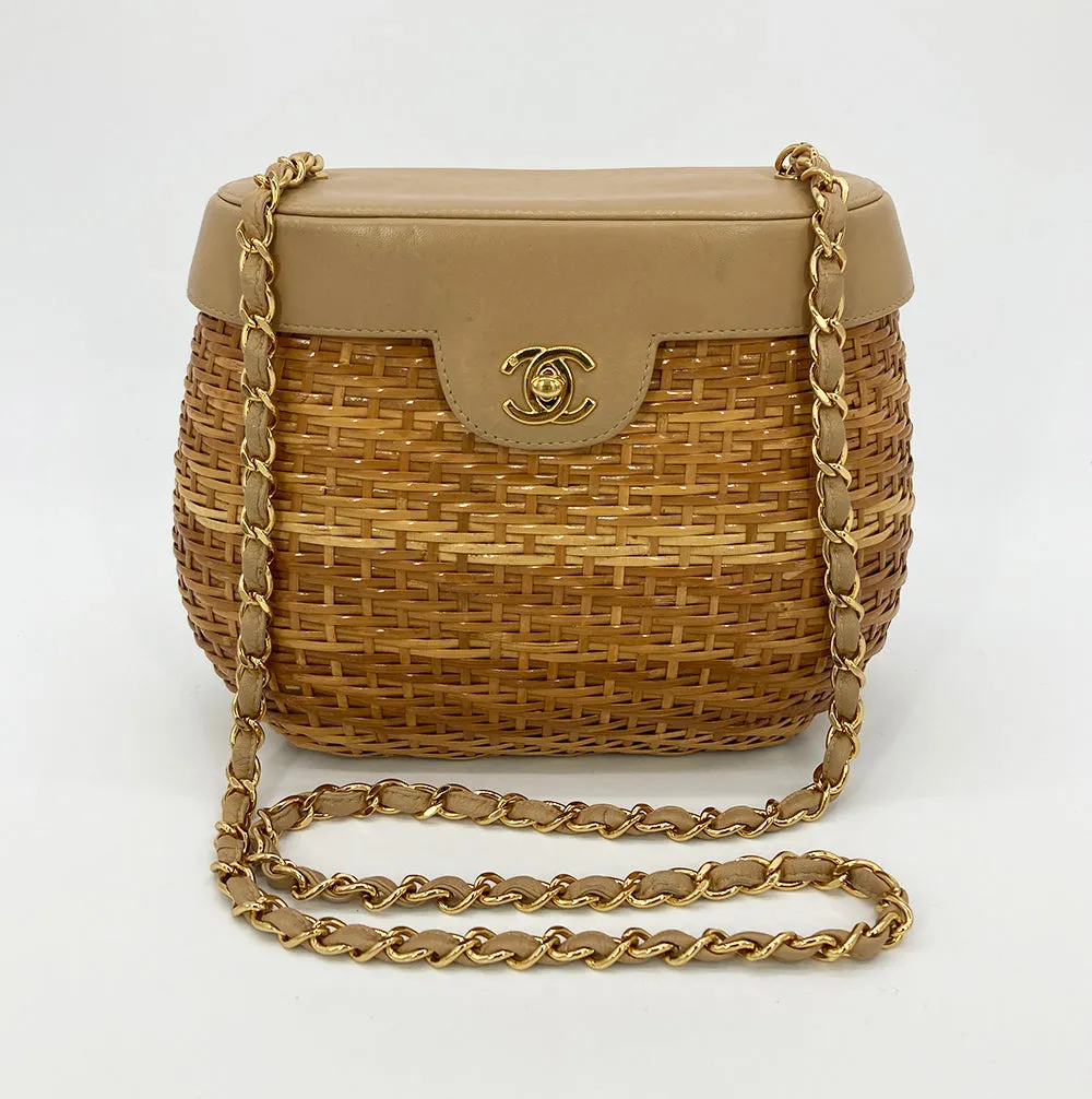 RARE VINTAGE Chanel Wicker Basket Bag