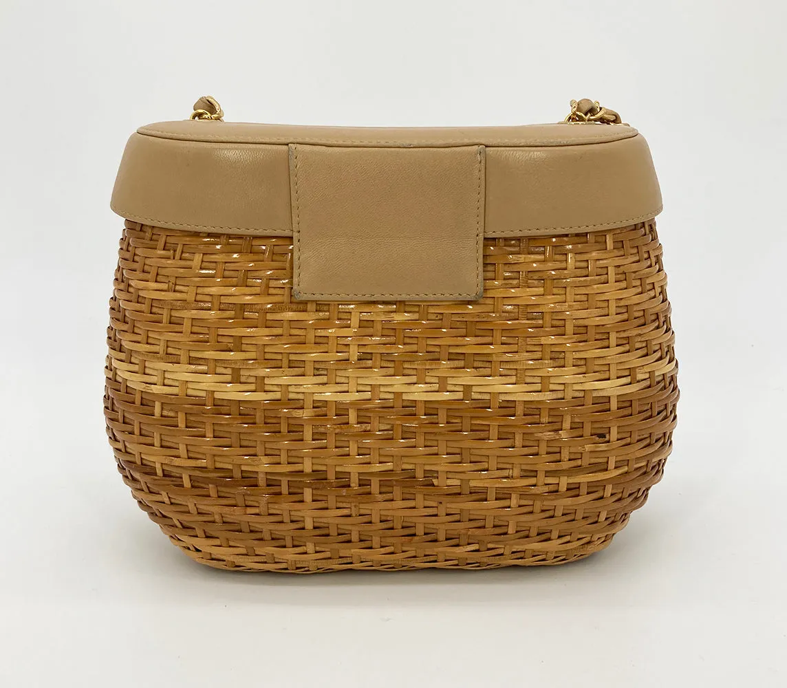 RARE VINTAGE Chanel Wicker Basket Bag