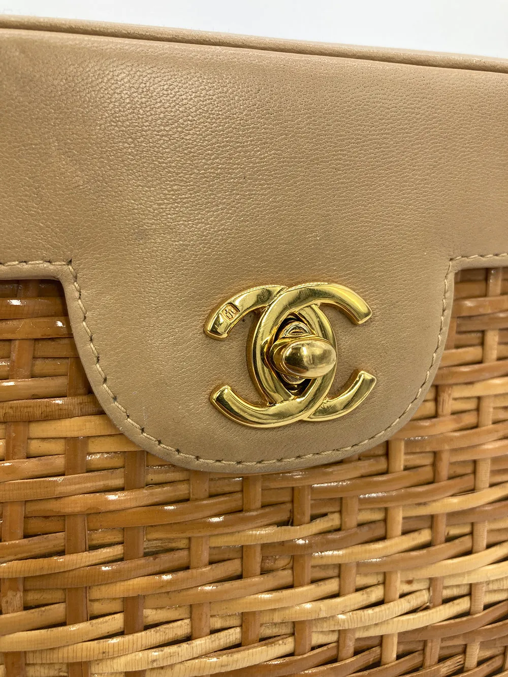 RARE VINTAGE Chanel Wicker Basket Bag