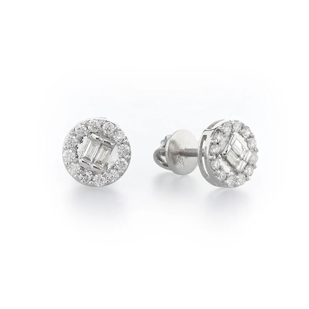 Round Baguette Studs