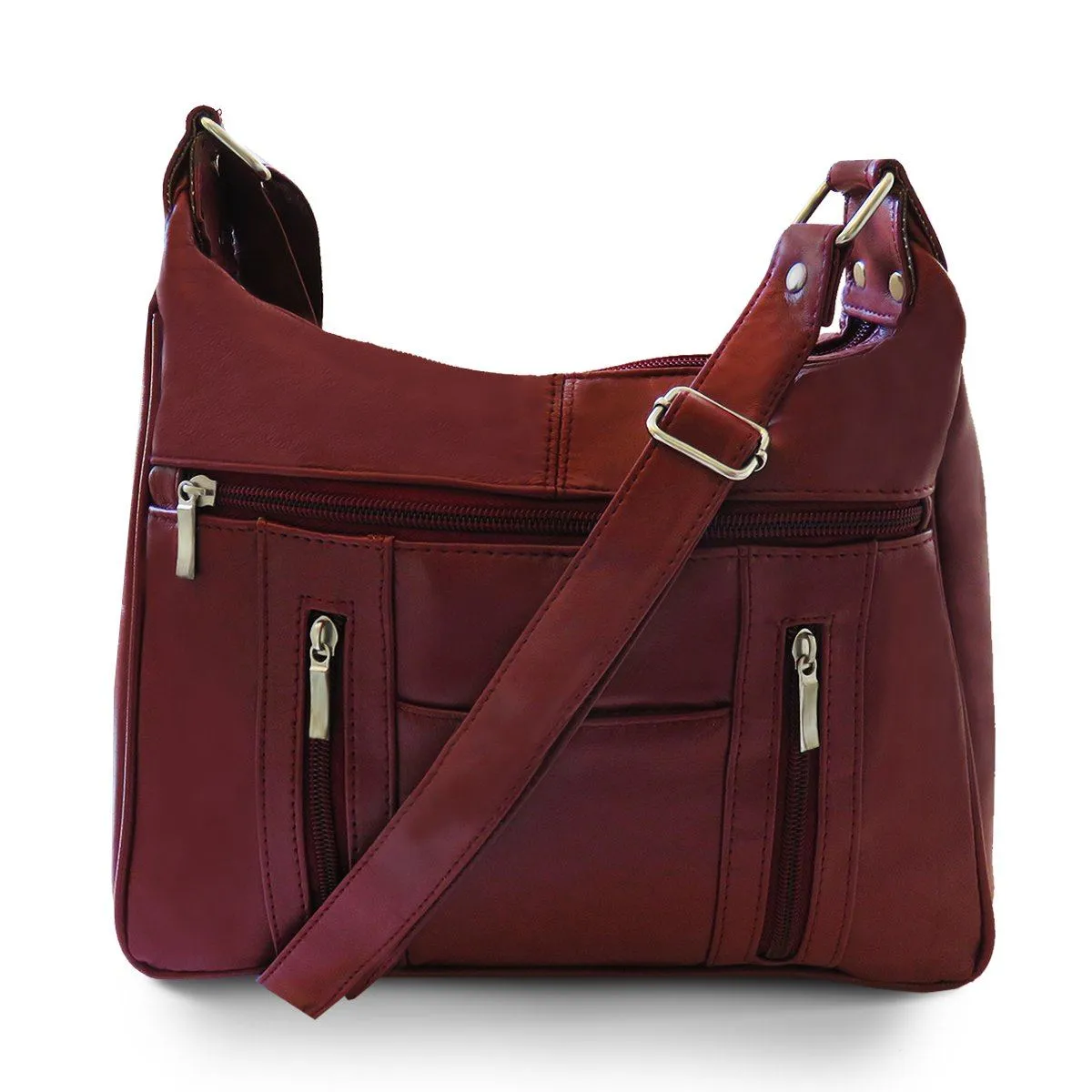 Sleek Multi Pockets Leather Shoulder Handbag