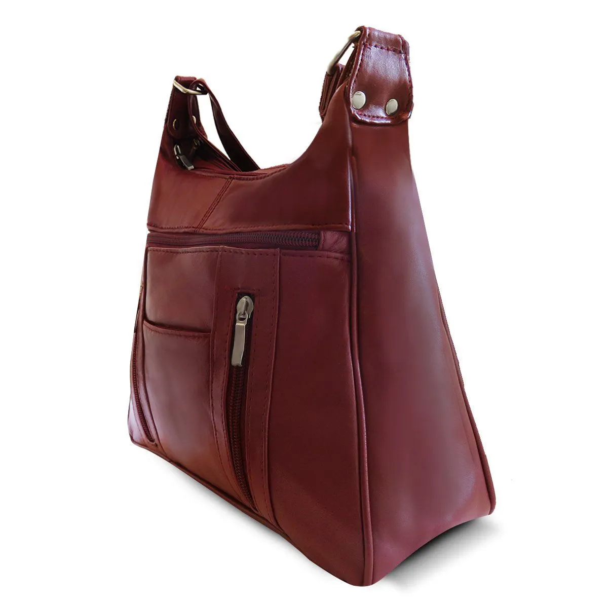 Sleek Multi Pockets Leather Shoulder Handbag