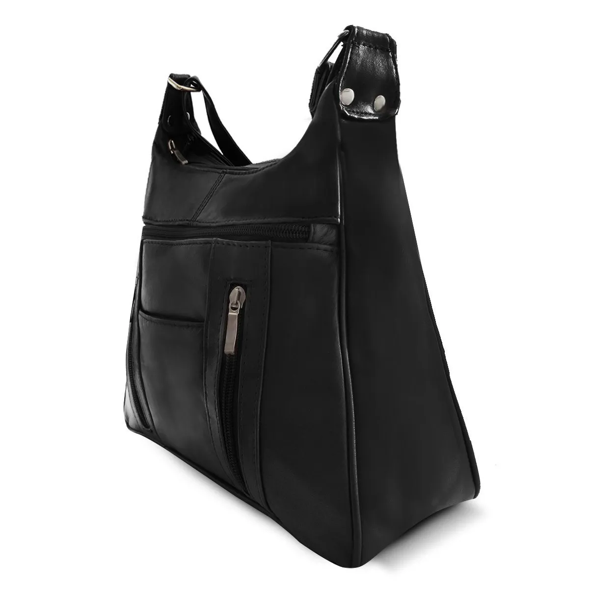 Sleek Multi Pockets Leather Shoulder Handbag