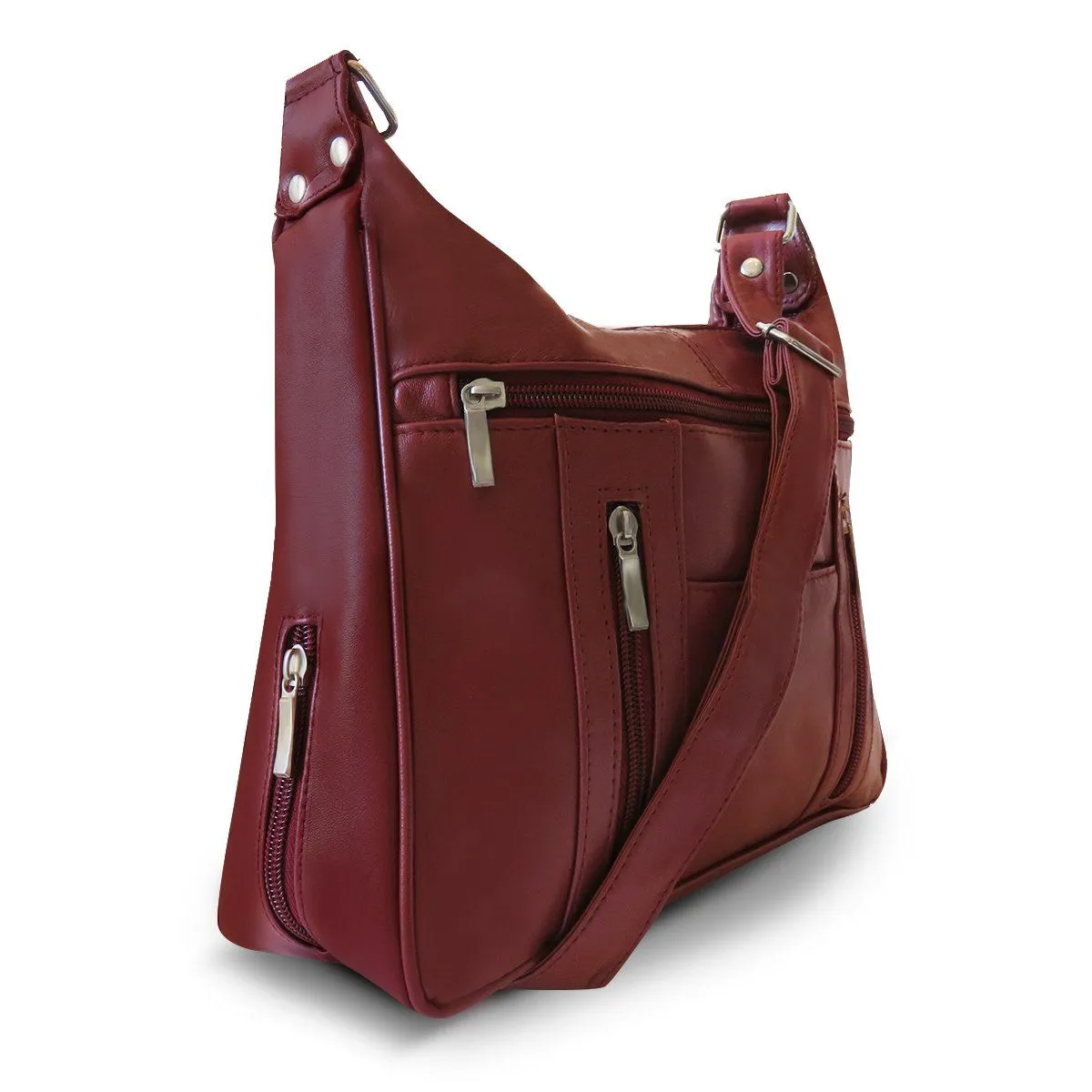 Sleek Multi Pockets Leather Shoulder Handbag