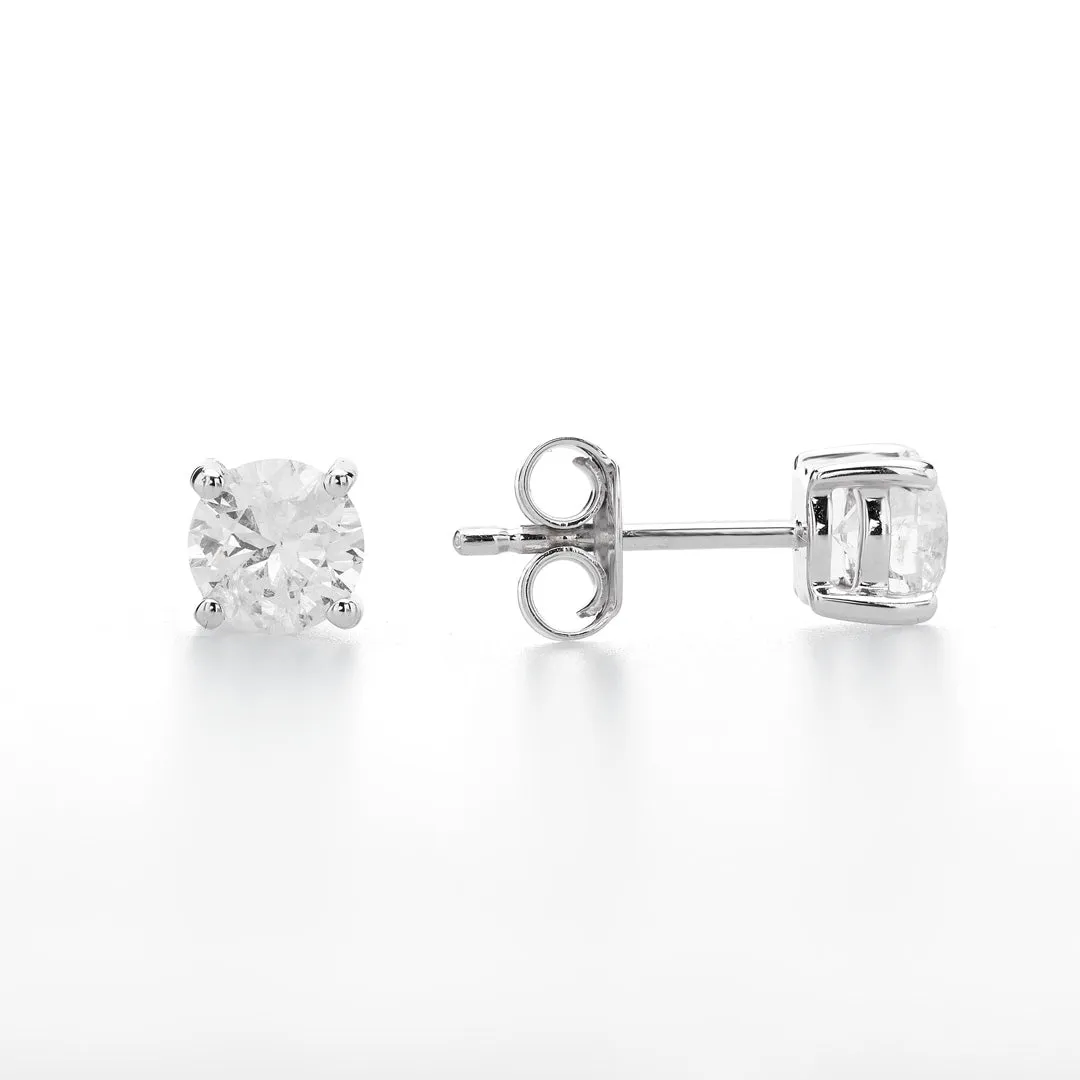 Solitaire Studs set in 18K White Gold