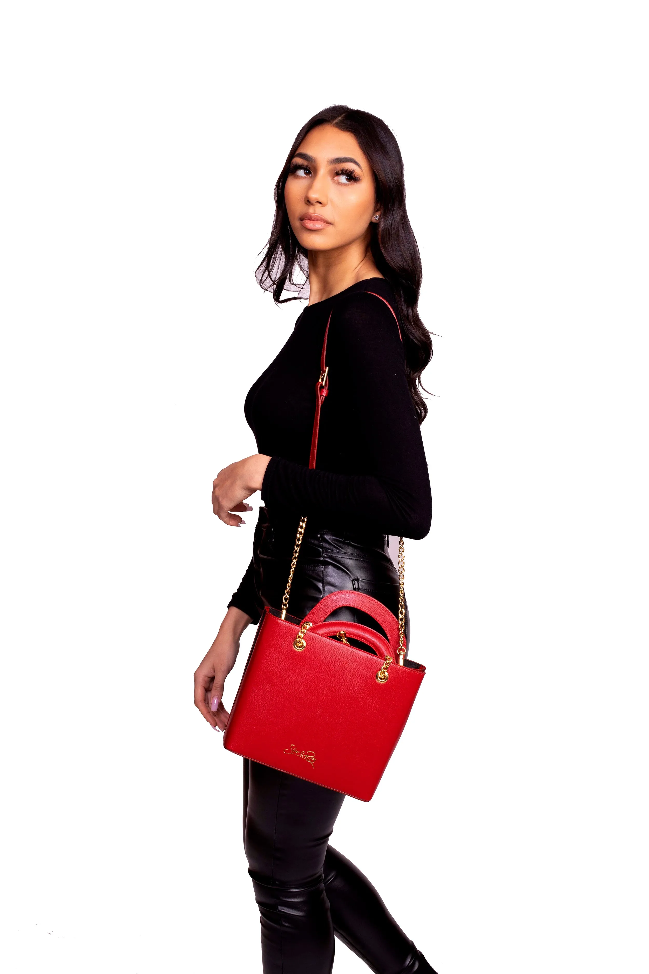 SSW - Dubai Crossbody and Lady Leather Bag in Red Passion