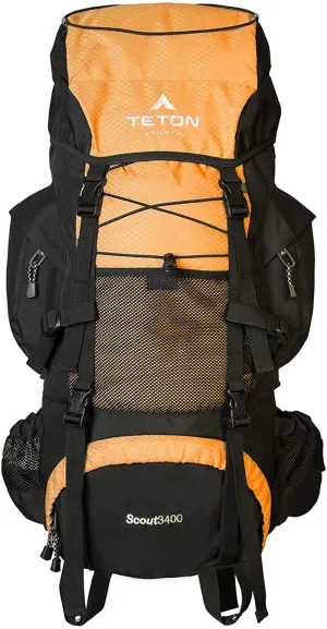 TETON Sports Scout 3400 Internal Frame Backpack; High-Performance Backpack for Backpacking, Hiking, Camping; Mecca Orange