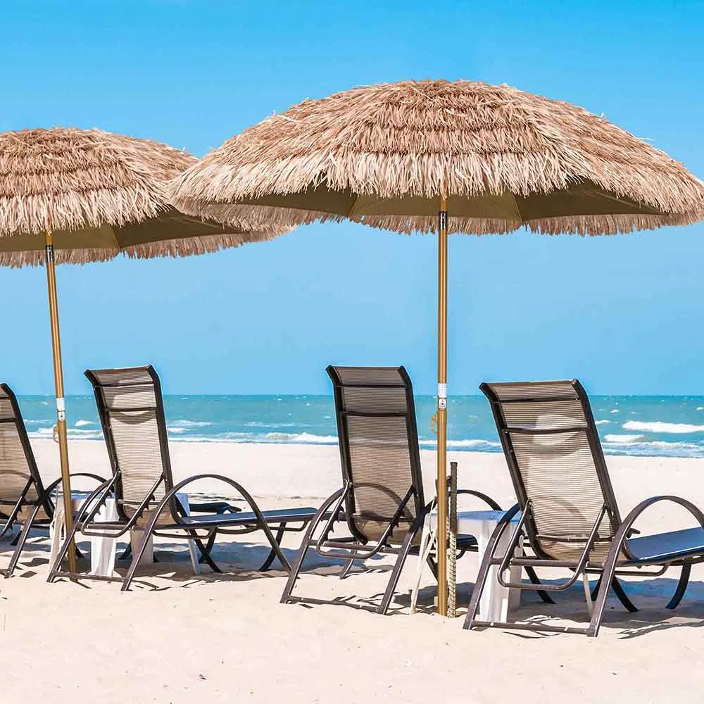 Tiki Umbrellas Tilt Thatch Umbrella 8ft 8-Rib 2-Pack