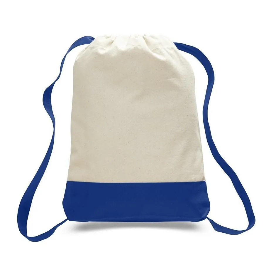 Two Tone Canvas Sport Backpacks / Wholesale Drawstring Bags