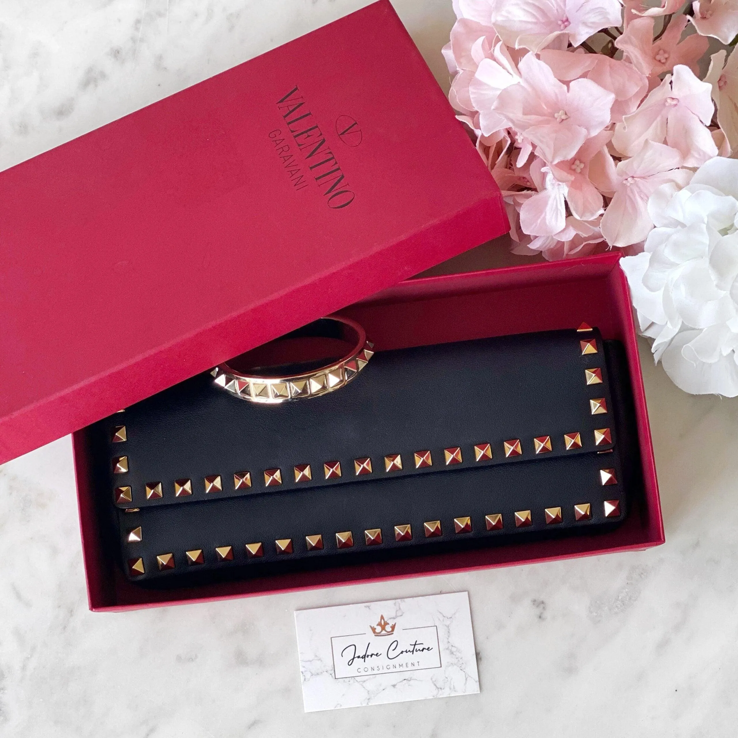 Valentino Black Rockstud Bracelet Clutch