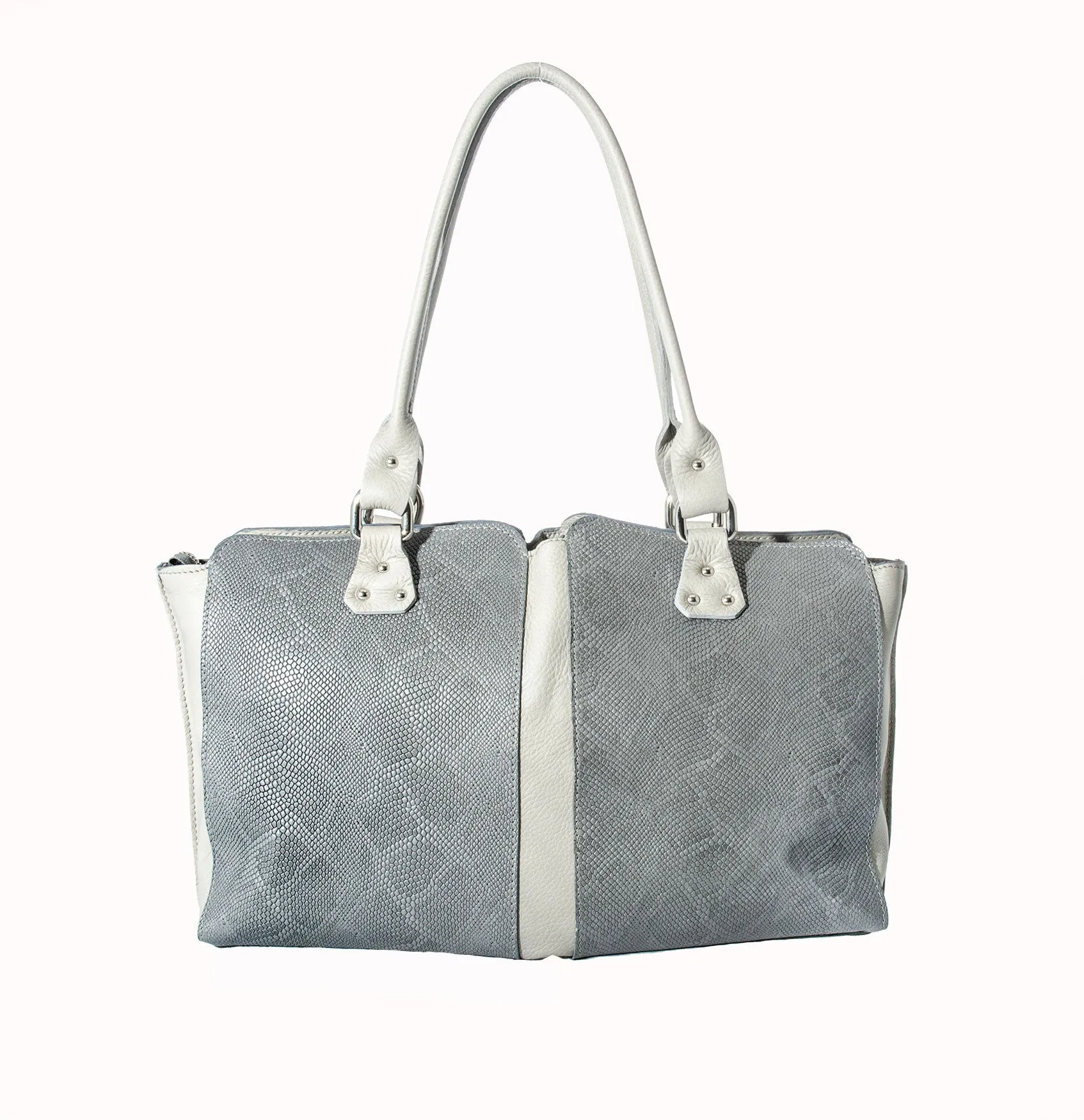 Vin Baker Handbags - Lauren Shoulder Bag in Ash Serpent/Light Gray Sauvage