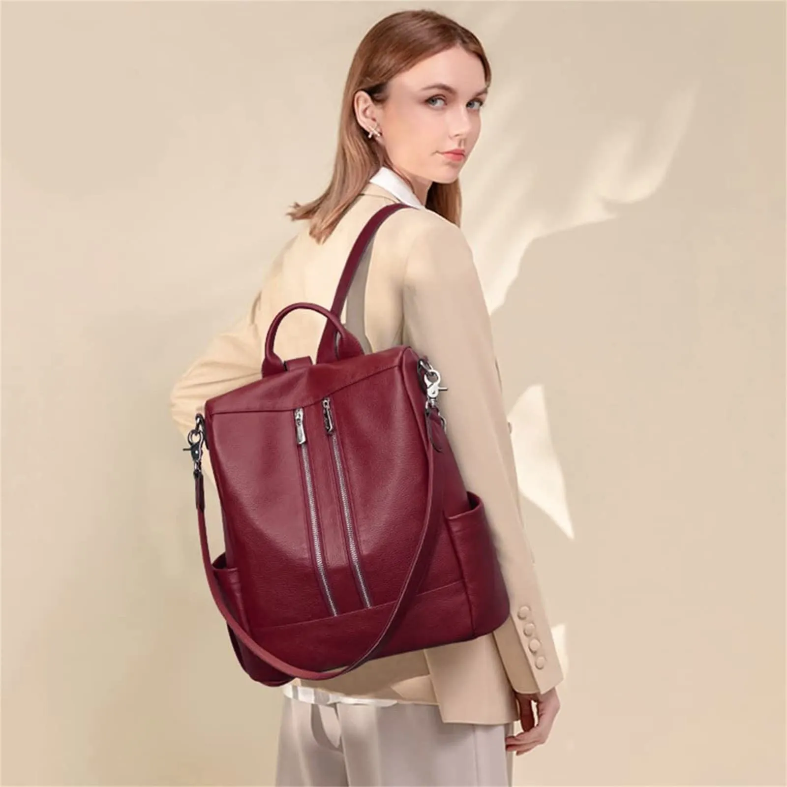 Women Anti-theft Genuine Leather Backpack